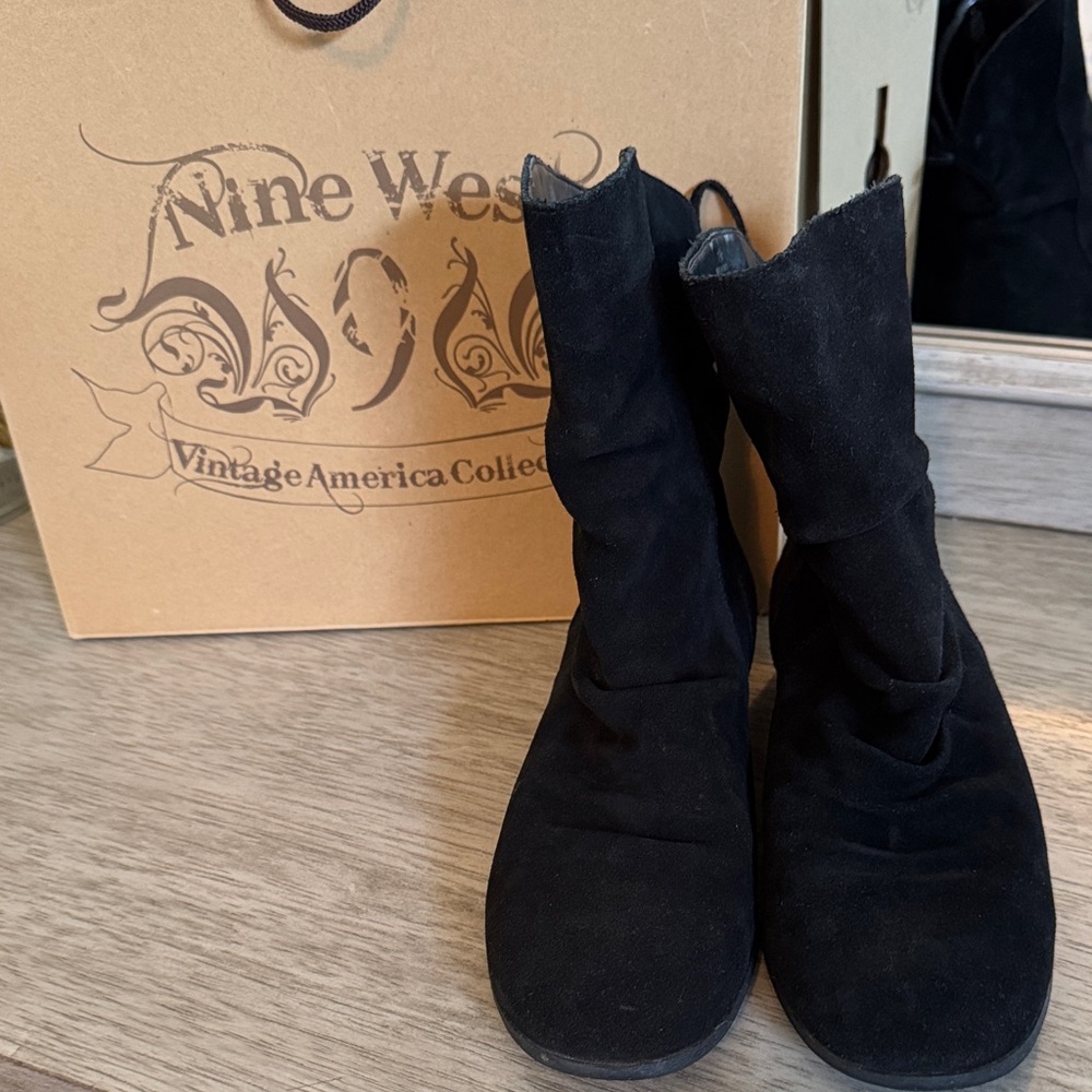 Nine West Black Suede Ankle Booties